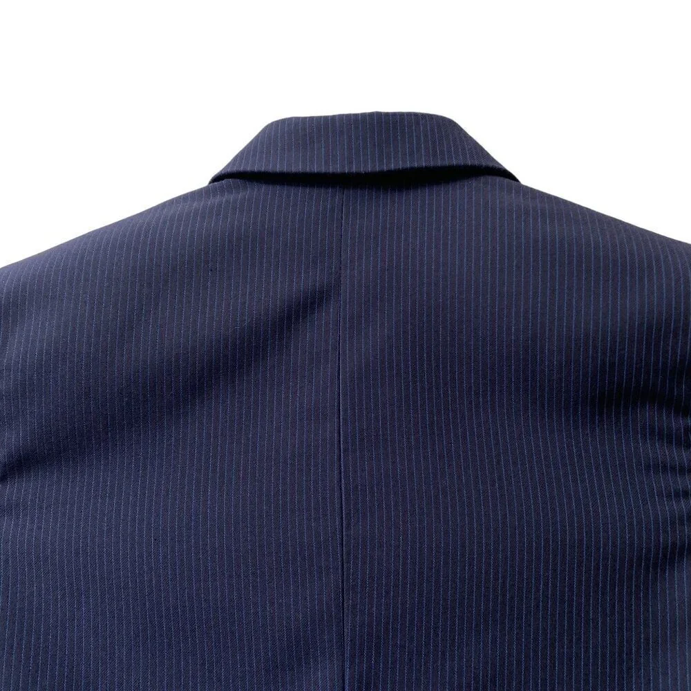 CALVIN KLEIN Boys Blazer Size 6 Navy Blue Pinstripe Suit Jacket